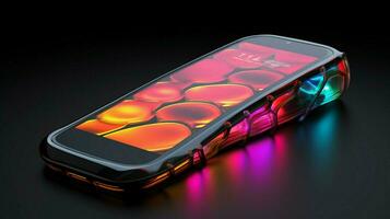 abstract futuristic phone design glows with vibrant color photo