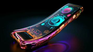 abstract futuristic phone design glows with vibrant color photo