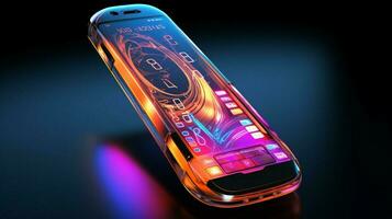 abstract futuristic phone design glows with vibrant color photo