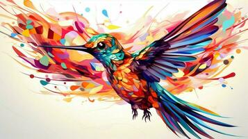 abstract hummingbird illustration in vibrant multi colors photo