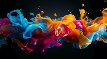 abstract illustration of multi colored paint in water photo