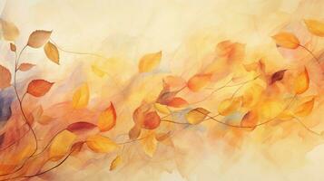 abstract nature painted with watercolor autumn leaves photo