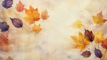 abstract nature painted with watercolor autumn leaves photo