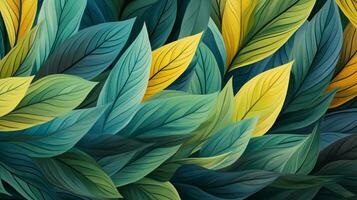 abstract nature pattern blue green yellow leaves photo