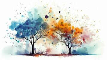 abstract nature illustration tree backdrop watercolor paint photo