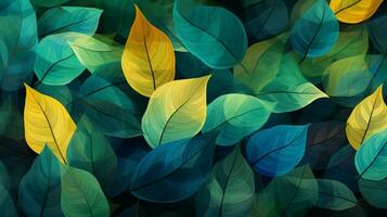 abstract nature pattern blue green yellow leaves photo