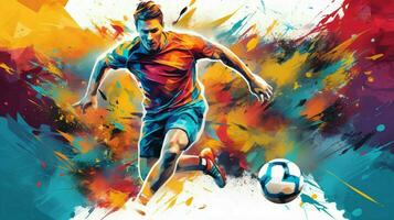 abstract sport illustration in multi colored backdrop photo