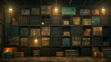 abundance of crates on shelf in warehouse photo