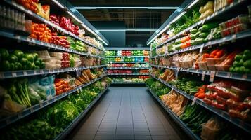 abundance of healthy food choices in supermarket aisle photo