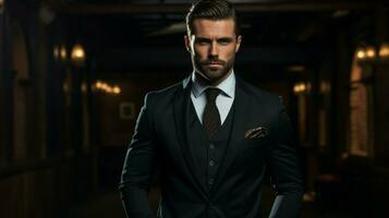 adulto masculino en traje exuda confianza y elegancia foto