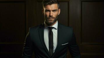 adult male in suit exudes confidence and elegance photo