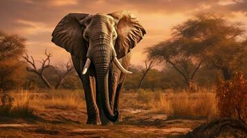 african elephant walking through tranquil wilderness area photo