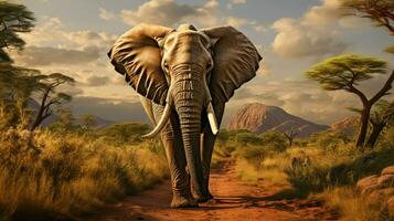 african elephant walking through tranquil wilderness area photo