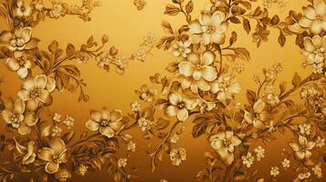 an ornate golden backdrop with floral pattern photo