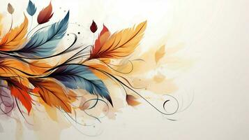an abstract nature design autumn leaves and feathers photo