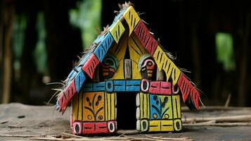 ancient hut decoration multi colored craft souvenir photo