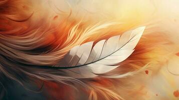 an abstract nature design autumn leaves and feathers photo