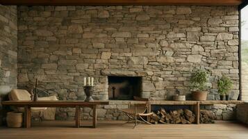 ancient stone walls create rustic indoor backdrop photo