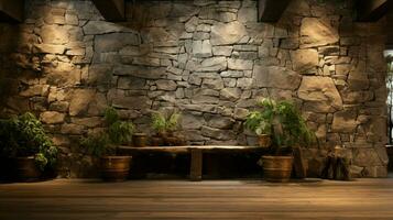ancient stone walls create rustic indoor backdrop photo