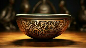 ancient arabic bowl indigenous creativity ornate photo