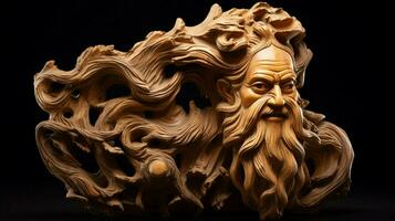 antiguo madera escultura un símbolo de chino cultura foto