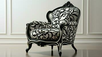 antique armchair black and white patterned elegance photo