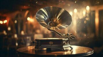 antique gramophone spinning old fashioned soundtracks photo