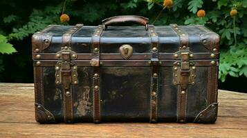 antique leather suitcase a rustic wealth container photo