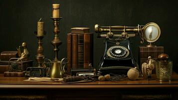 antique office equipment still life nostalgia luxury photo