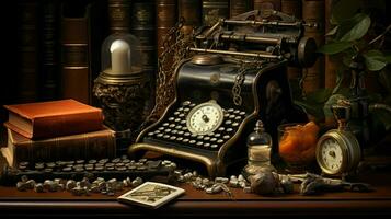 antique office equipment still life nostalgia luxury photo