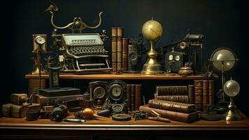 antique office equipment still life nostalgia luxury photo