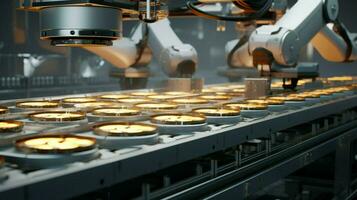 automated food production line with robotic machinery photo