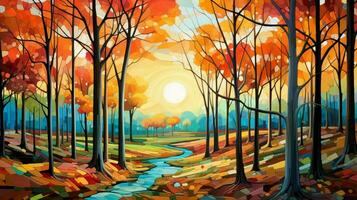 autumn forest a vibrant painted landscape photo