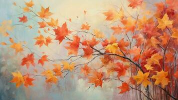 autumn leaves fall gracefully painting nature canvas photo