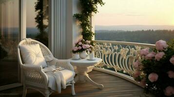 balcony witu elegant furniture decoration photo