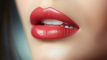 beautiful woman lips shine with sensuality and elegance photo