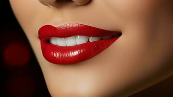 beautiful woman smiling lips sensuality and elegance photo