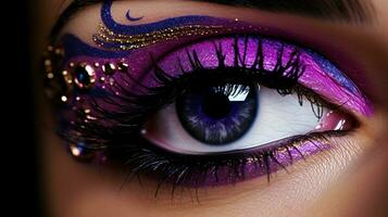 beauty eye painted purple vibrant and elegant photo