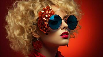 beauty in sunglasses fashion model sensual portrait photo