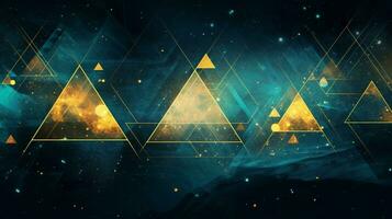 blue and yellow shining triangles in space photo