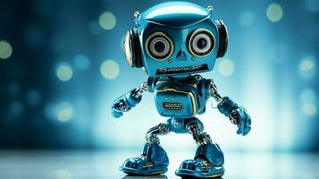 blue cyborg toy dances with futuristic joy photo