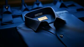 blue shirt label symbolizes luxury fashion industry photo