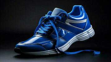 blue sports shoe untied ready for action photo