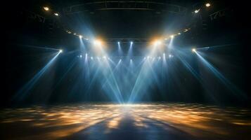 bright stage lit by spotlights and floodlights photo