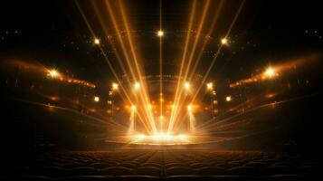 bright stage lit by spotlights and floodlights photo