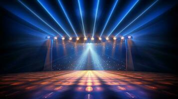 bright stage lit by spotlights and floodlights photo