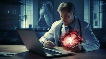 cardiologist plans research using diagnostic medical tool photo