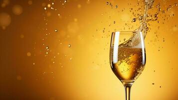 champagne celebration drink wine in gold colored background photo