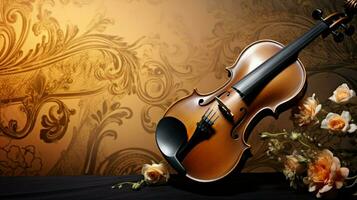 classical elegance violin on abstract ornate backdrop photo