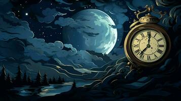 clock night time illustration midnight old backgrounds photo